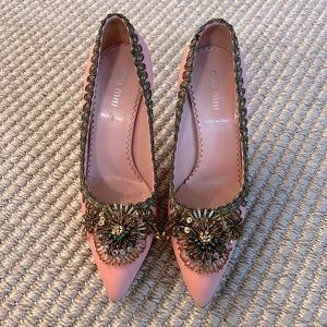 Vintage and Rare - Miu Miu Embellished Barbiecore Pink & Gold Beaded Pumps 36.5